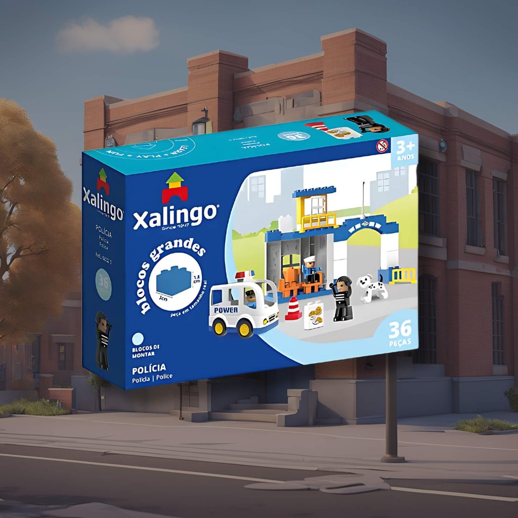 Brinquedo Infantil Bloco de Montar Grande Policia 36 Peças Xalingo - 68321