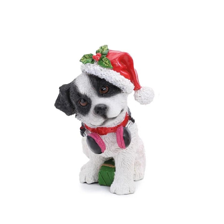 ENFEITE PENDURAR CACHORRO C/GORRO NOEL