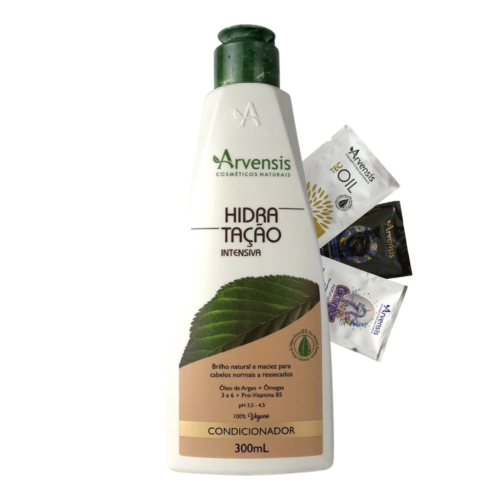 Condicionador Arvensis Hidratação Intensiva Brilho Natural Maciez Argan Vitaminas Vegano 300ml