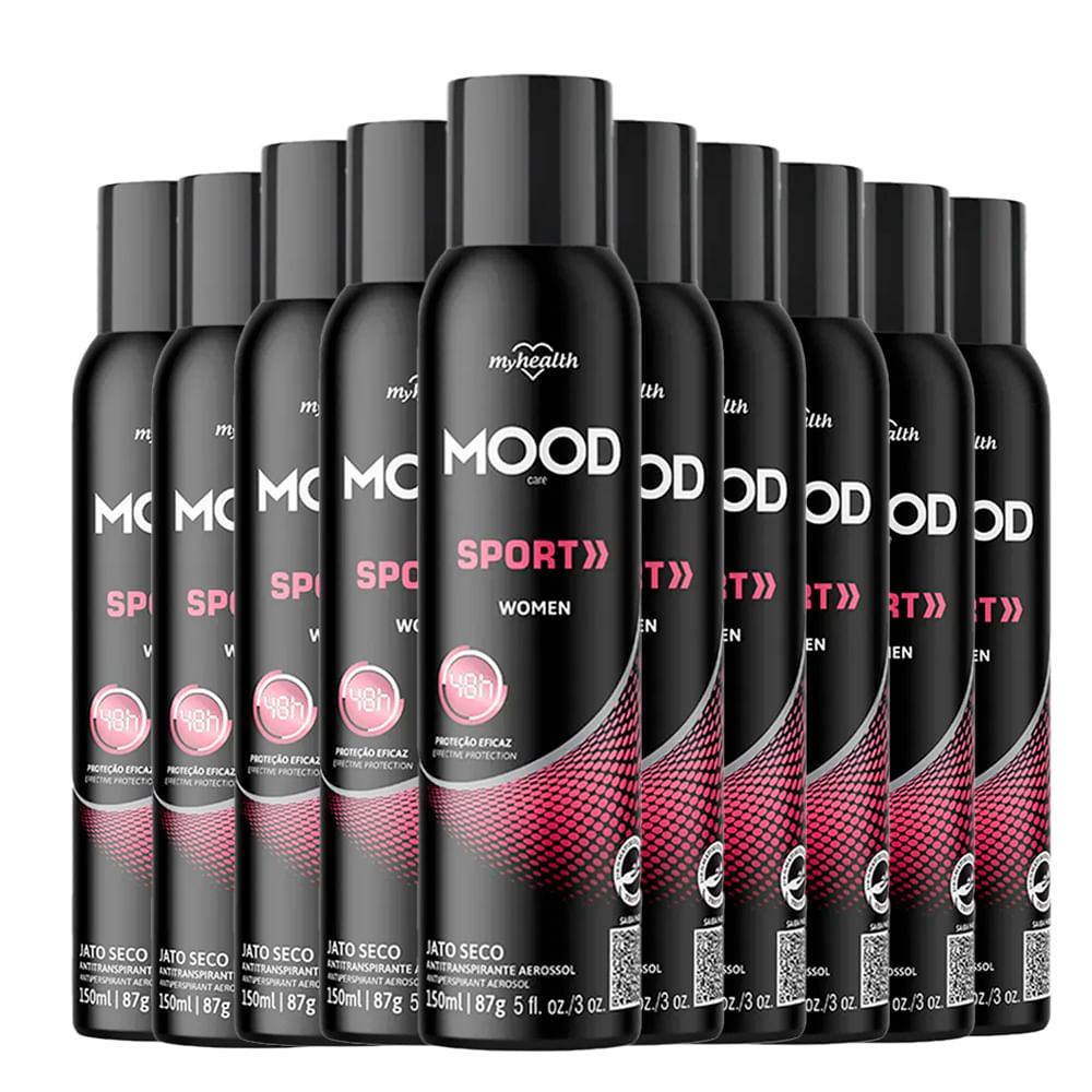 Kit Desodorante Antitranspirante Mood Sport Women Aerossol 150ml - 10 Unidades - Beauty