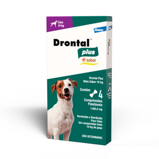 Vermífugo Drontal Plus Para Cães 10kg Elanco +Sabor Carne 4 Comprimidos em Oferta na Shopee