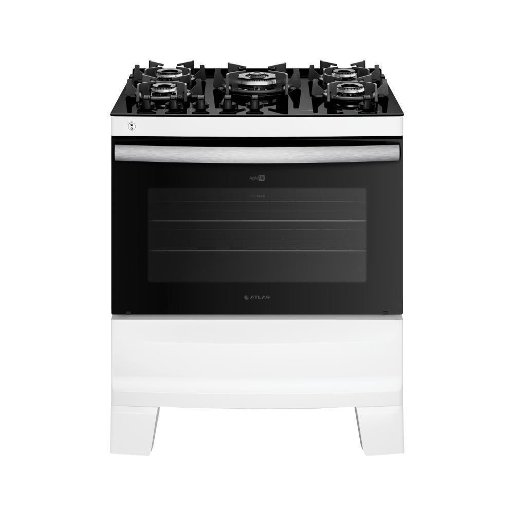 Fogão 5 Bocas Branco Com Mesa De Vidro Atlas Agile Up Bivolt em Oferta na Shopee
