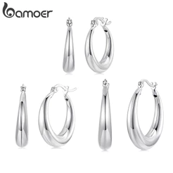 Brincos De Argola Com Design Original BAMOER , Joias Brilhantes De Simples , Presentes Para Mulheres E Homens