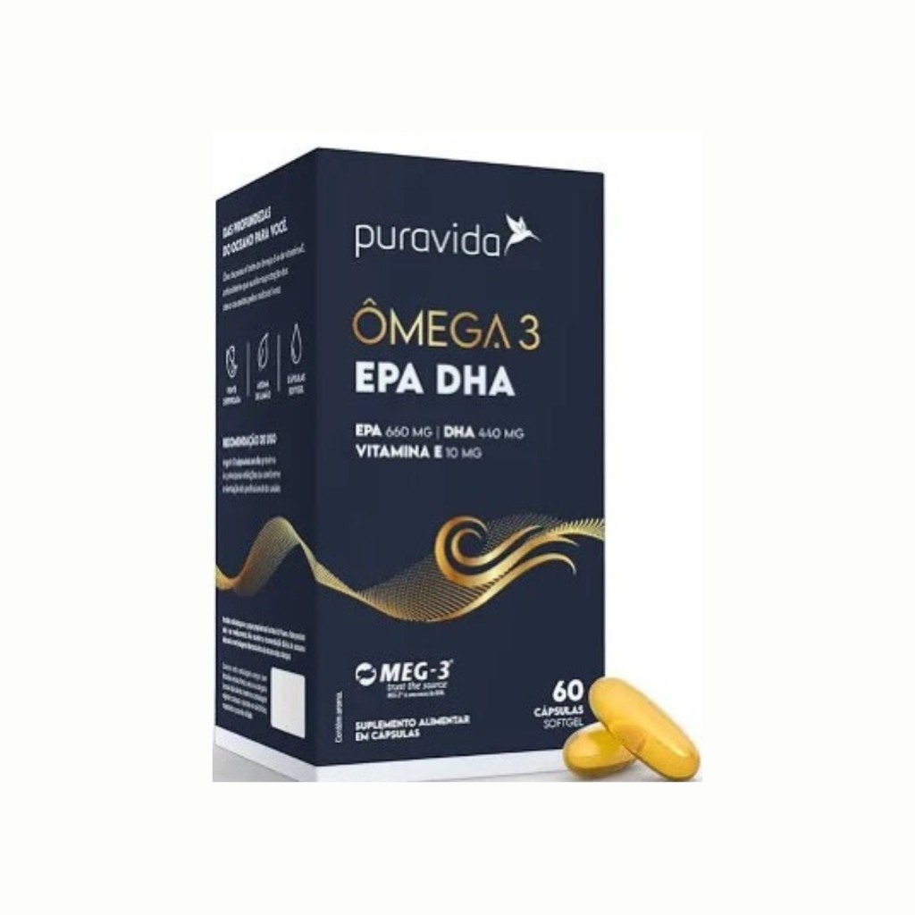 Ômega 3 MEG-3 Puravida 660 EPA 440 DHA | 60 Cápsulas