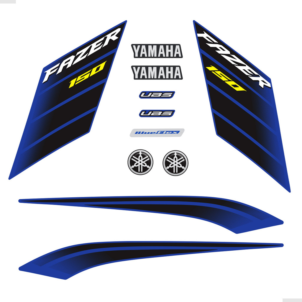 Kit Adesivos Para Yamaha Fazer 150 ED Flex 2022 Moto Azul