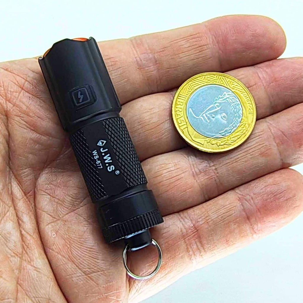 Mini Lanterna Tática Led V6  Recarregável USB-C Potente JWS WS-677 Strobo Vermelho e Azul Emergência