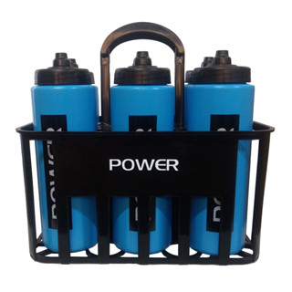 Kit c/6 Squeeze + Cesta Porta Garrafas Power Preta Bico Automático em Oferta na Shopee