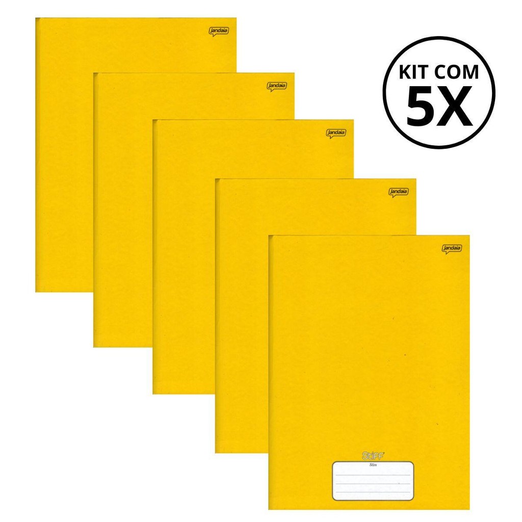Kit Com 05 Caderno Brochura 80 Fls Capa dura - STIFF KIT: AMARELO em Oferta na Shopee