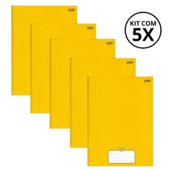Kit Com 05 Caderno Brochura 80 Fls Capa dura - STIFF KIT: AMARELO