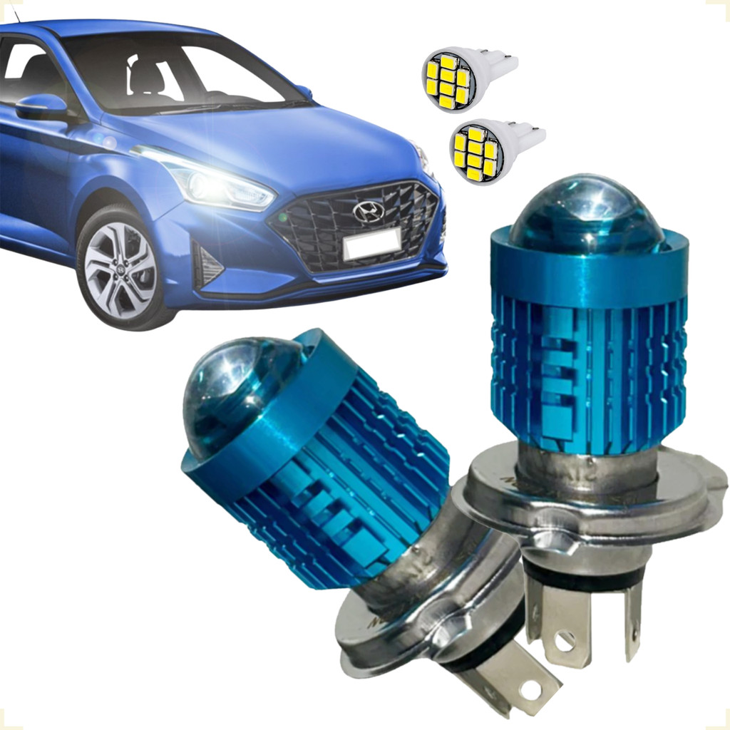 Kit de Farol de Led Lâmpada Carro H4 St-G301 Bombillo 6500k Farol Alto e Baixo Par Super Branca 12V em Oferta na Shopee