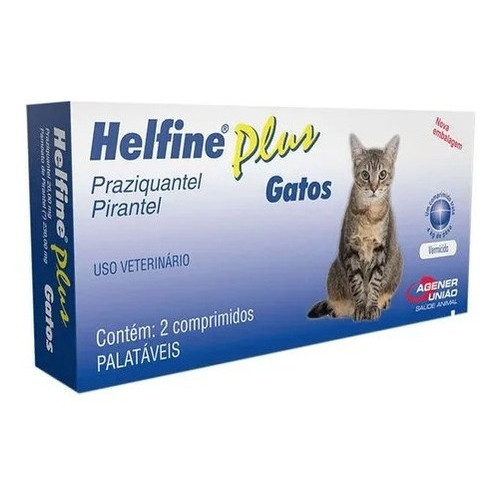 Vermífugo Helfine Plus Gatos 2 Comprimidos - Agener União em Oferta na Shopee