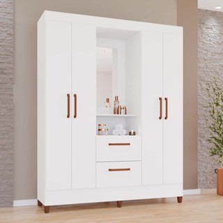 Guarda-Roupas Vinhedo 100% MDF Tuboarte 4 Portas 2 Gavetas em Incluso Espelho e Pes/PVC em Oferta na Shopee