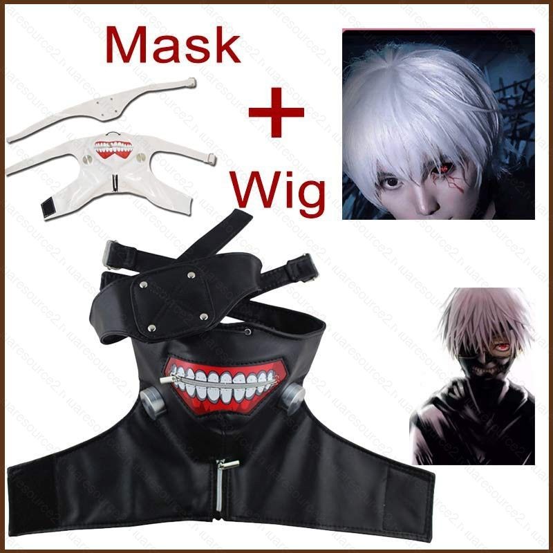 SQ2 Anime Tokyo Ghoul Kaneki Ken Máscara 3D Com Venda Cosplay Traje Conjunto Festa De Halloween Zíper