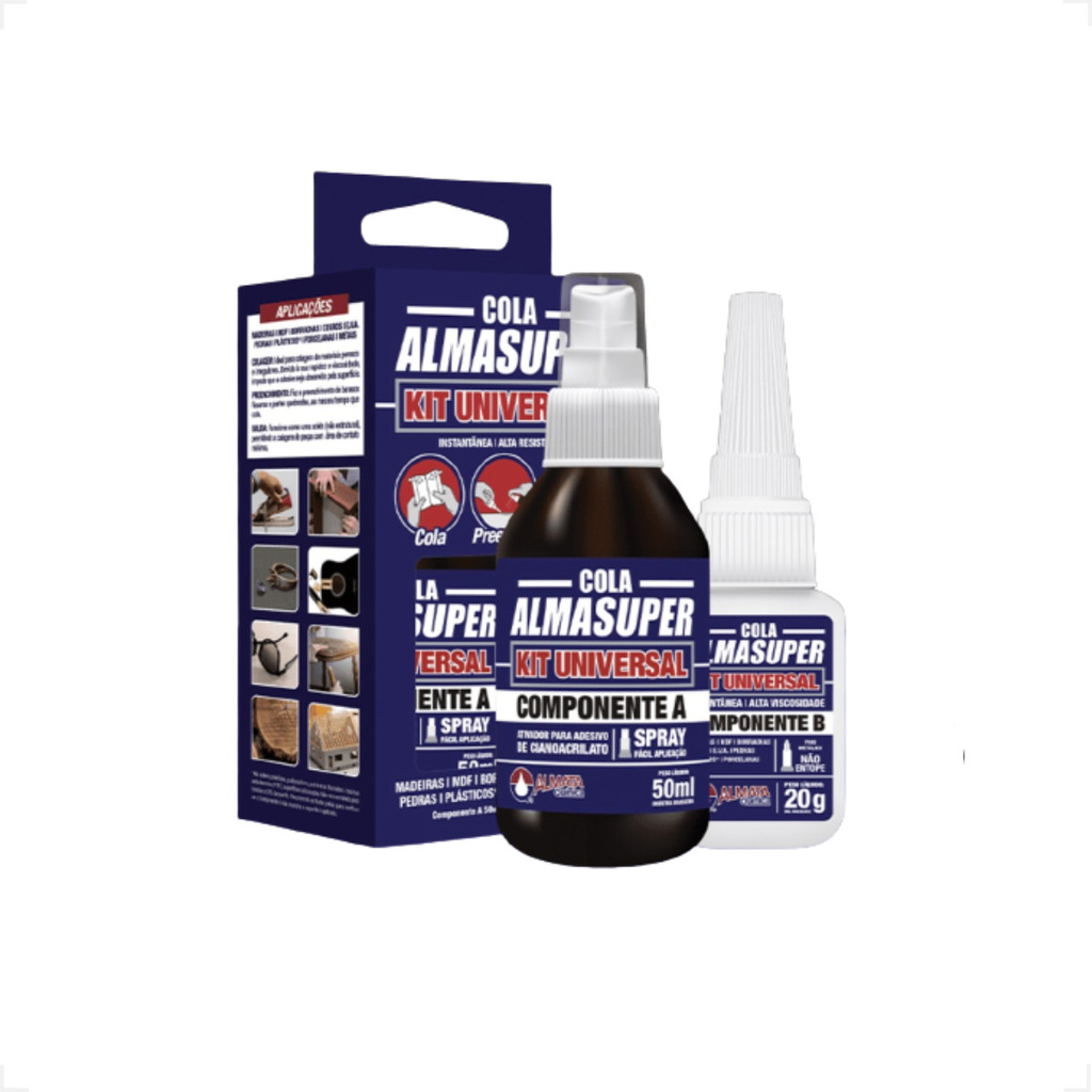 Kit Mdf C/ 12 Un Cola Almasuper Instantânea Mdp Acelerador