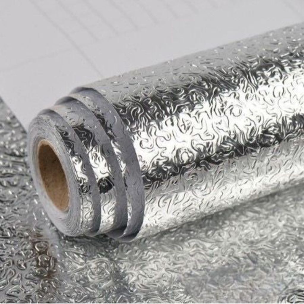 Imagem 5 Metros Papel De Alumínio Rolo Adesivo 3D Prova Da Agua Para Cozinha Adesivo Impermeável