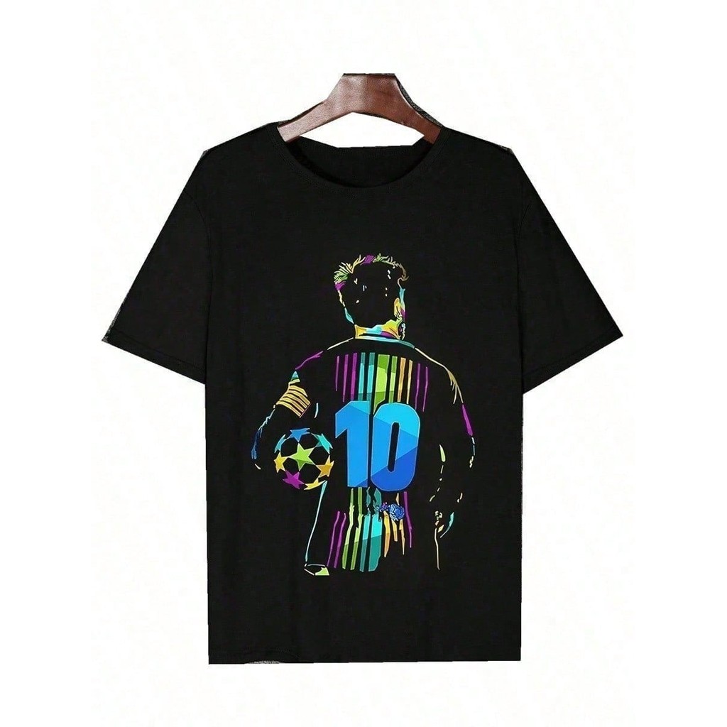 Camiseta infantil camisa 10 casual de manga curta com gola redonda e estampa gráfica de menino, verão