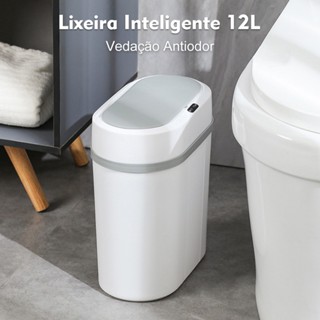 Lixeira Automática Inteligente Branca 12 Litros Com Sensor Infravermelho Tampa Para Banheiro Escritório Quarto em Oferta na Shopee