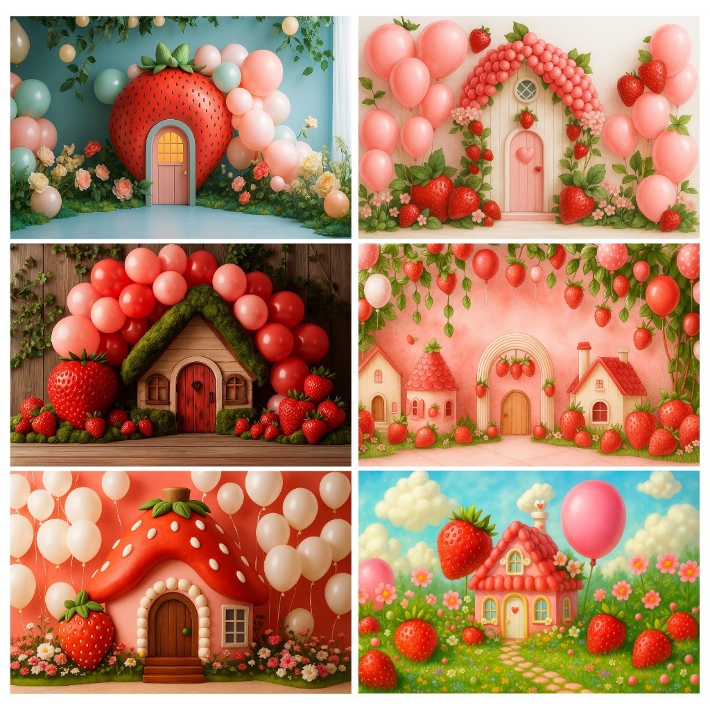 Fundo Fotográfico Tecido Sublimado 3D Newborn Morangos 2,20x1,50 em Oferta na Shopee