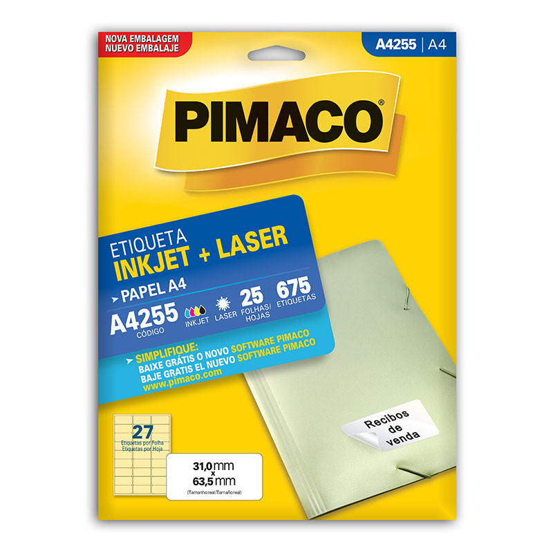 Etiqueta inkjet/laser A4255 com 25 folhas Pimaco em Oferta na Shopee