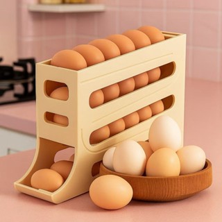 Porta Ovos Suporte 4 Andares Rolante Para 30 Ovos Dispenser Armazena e organizador de Geladeira em Oferta na Shopee