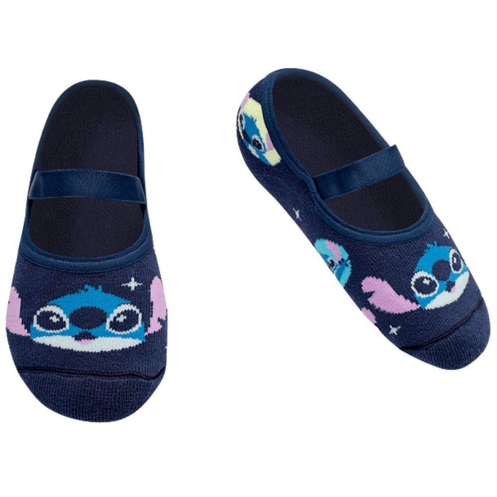Meia Sapatilha Infantil Stitch Puket Antiderrapante Algodão Primeiros Passos