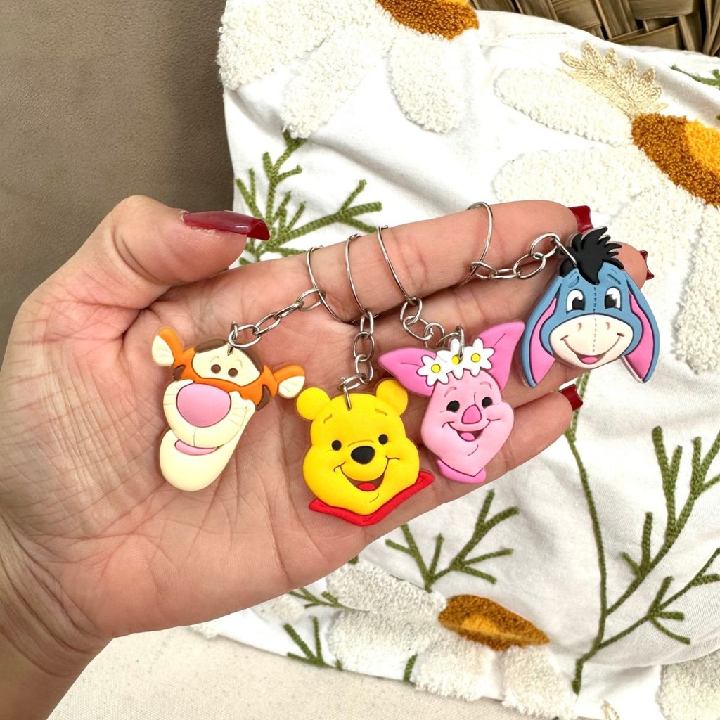 Chaveiro Ursinho Pooh  kit 10/50 Lembrancinha Chaveirinho Emborrachado Tema Festa Aniversario