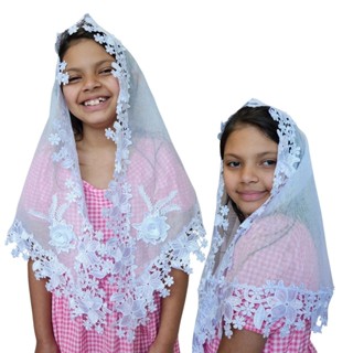 Véu CCB Infantil  Luxo  Com Aplicação Renda Larga em Oferta na Shopee