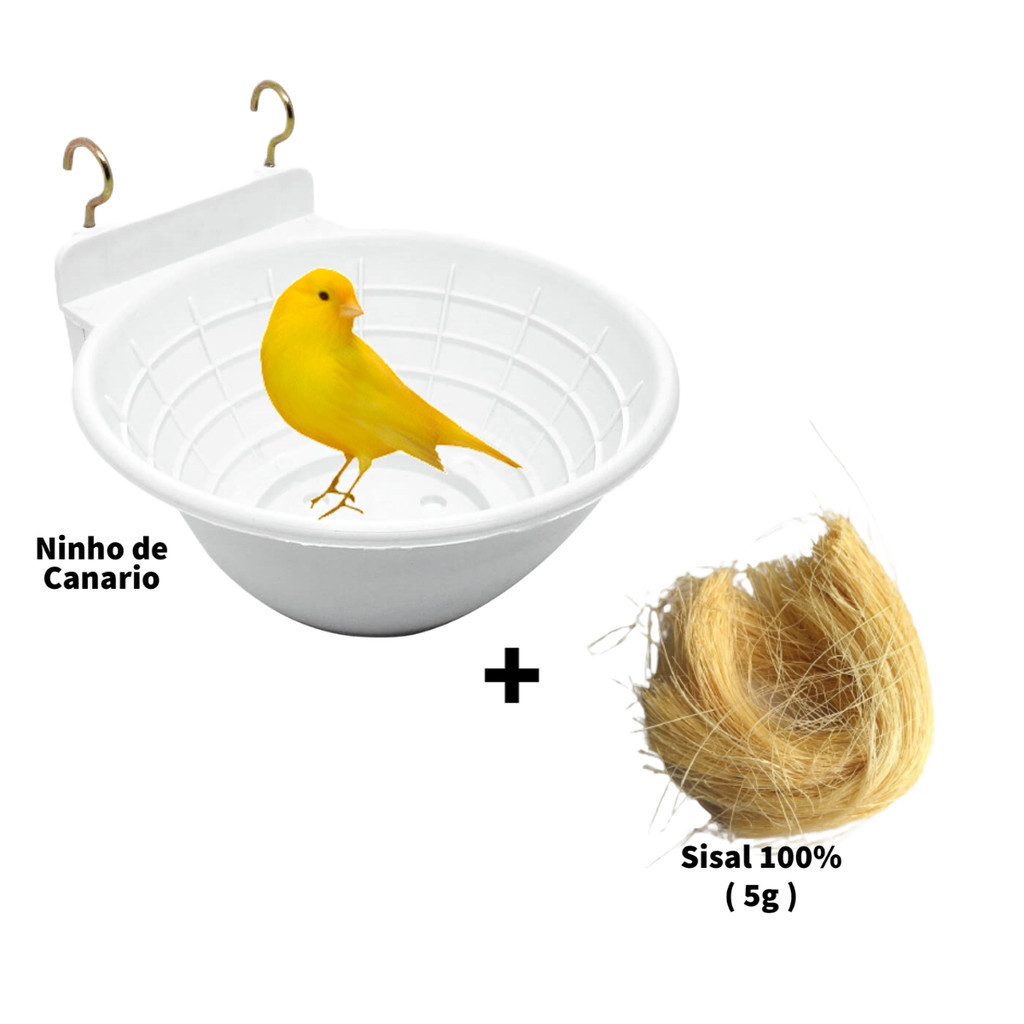 1 Ninho Plastico Leitoso + 5g de Sisal p/ Ninho - Canários E Aves Em Geral