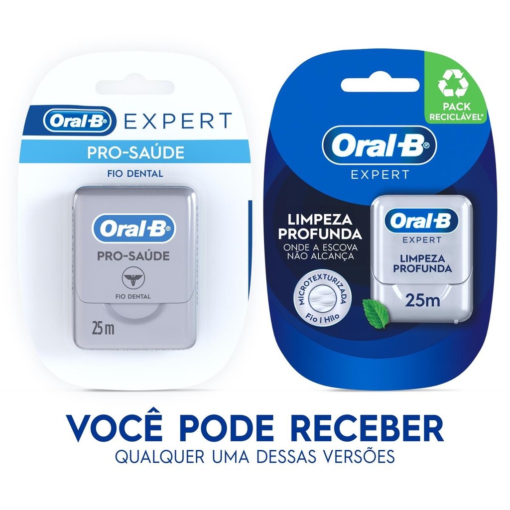 Detalhes do Kit 3 Fio Dental Oral-B Limpeza Total 25m