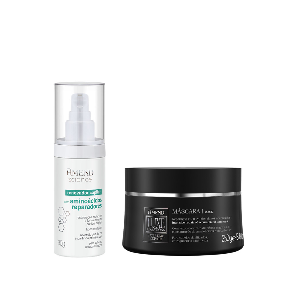 Amend Luxe Creations Extreme Repair Masc 250ml + Science Bond Repair Renovador Capilar 90ml