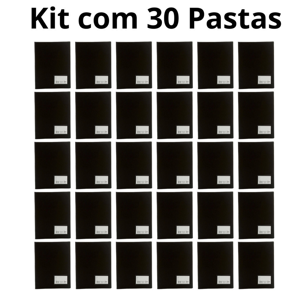 30 Pastas Catálogo Preta c/ 50 Envelopes Plásticos Finos cada - ACP - Tamanho A4