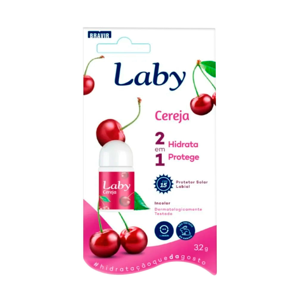 Protetor Solar Labial Laby FPS 15 Sabor Cereja com 3,2g - Beauty