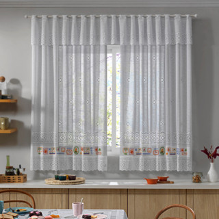 Cortina Renda Cozinha Estampada 2,00 x 1,20 + 20 Tropical Farm Colorida Delicada Casa Decorada em Oferta na Shopee
