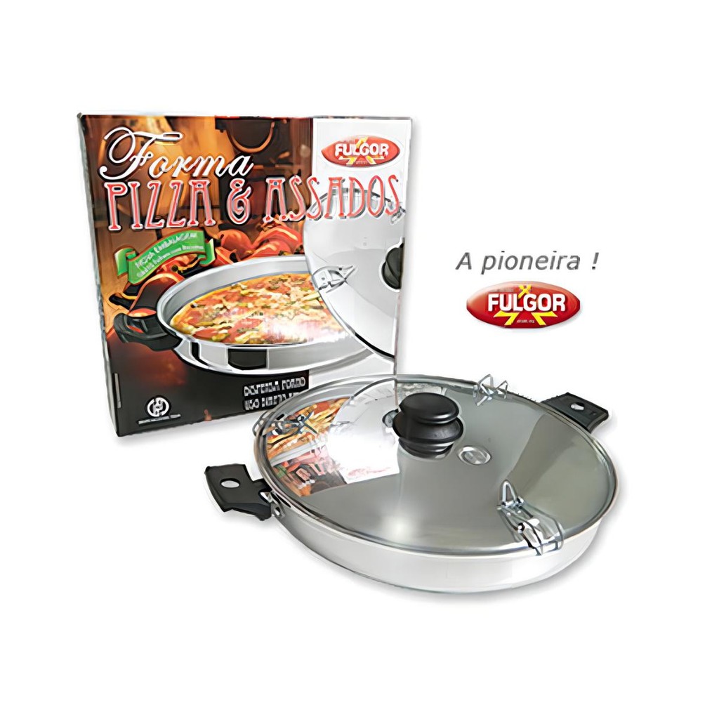 Forma para Pizza 28cm Fulgor Polida com Tampa Fogão em Oferta na Shopee