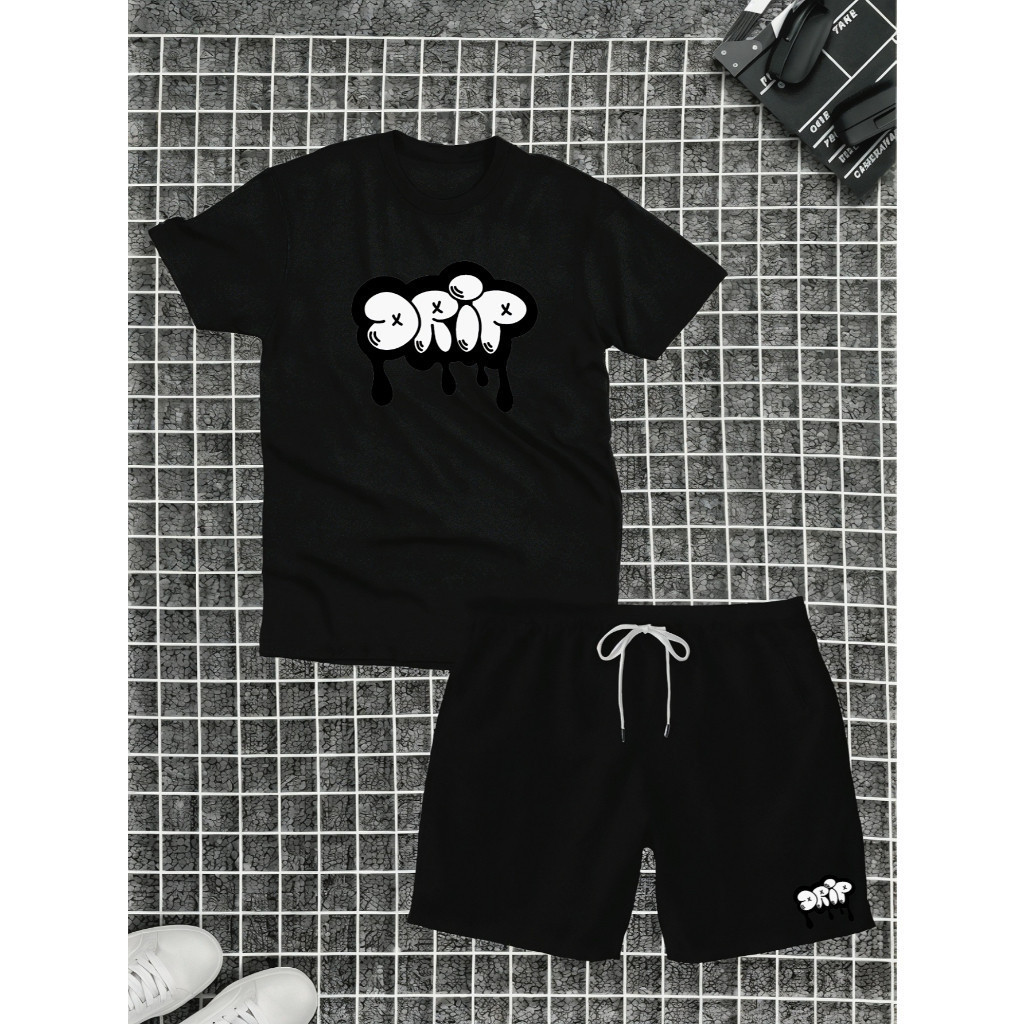 Conjunto Camiseta e Short Tectel Carnaval Drip Verão Praia Promoção