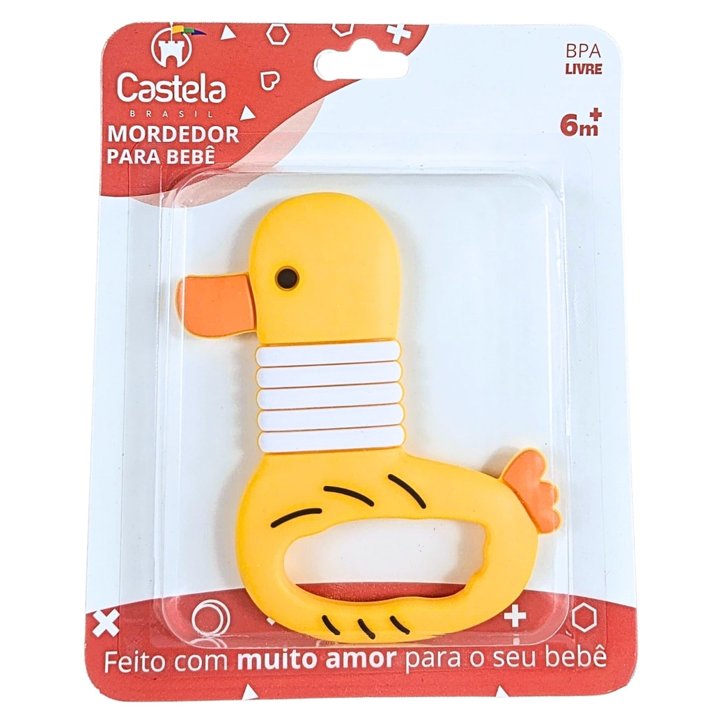 Mordedor Massageador de Gengivas Macio Patinho Livre Bpa Infantil Castela - Mom & Baby