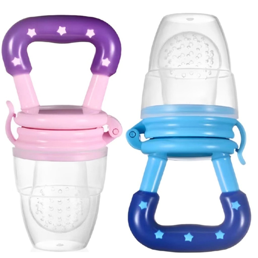 Porta frutinha Chupeta Alimentador Bebê Frutas E Legumes Mordedor Introdução Alimentar Azul Rosa