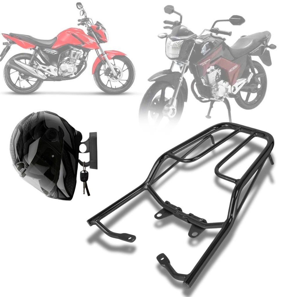 Bagageiro Tubular Titan Fan 150/160 Cg Start 160 2014 A 2016 Mais Suporte de Capacete Pro Tork