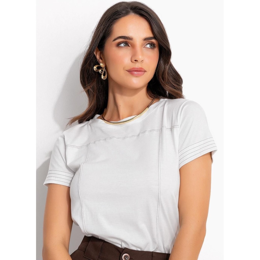 Blusa Feminina Malha Algodão Penteado Look