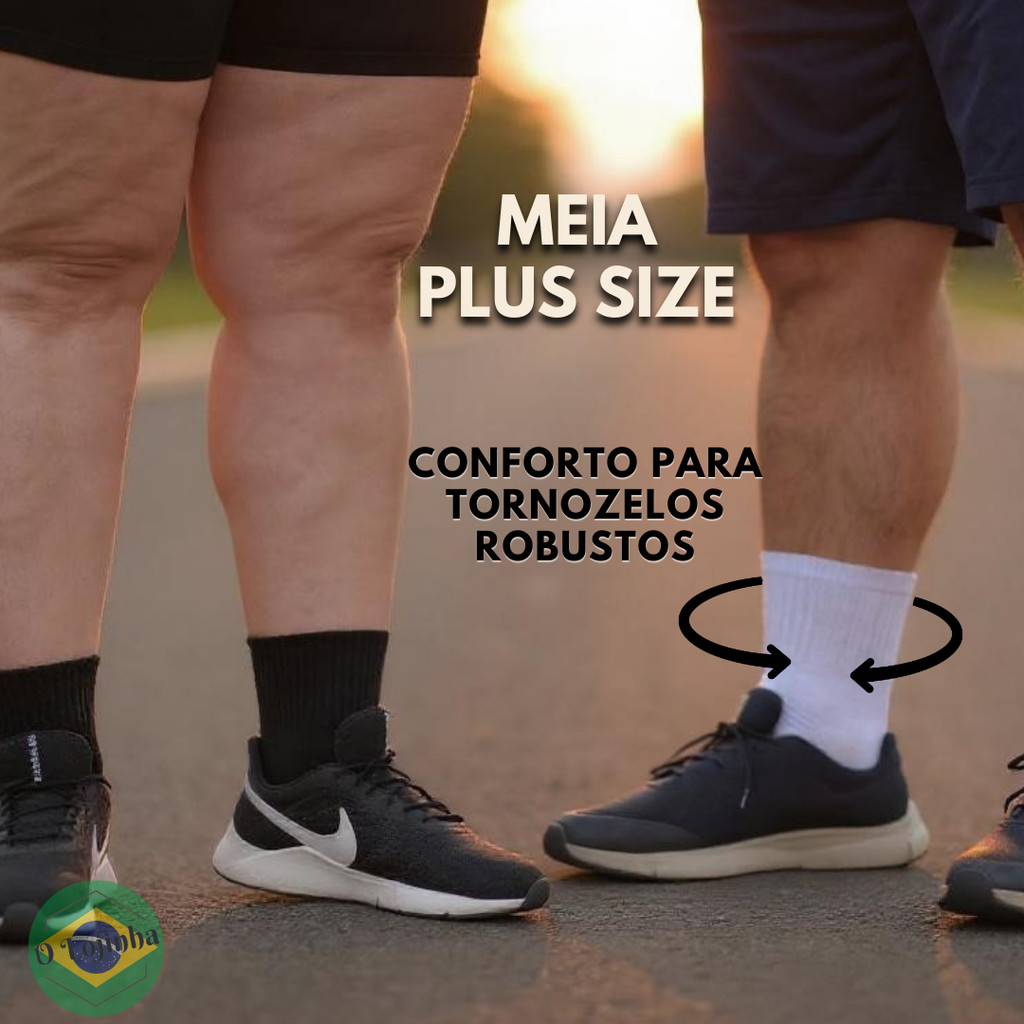 Meia Plus Size Cano Longo Algodão Unissex Lisa  Esporte Casual em Oferta na Shopee