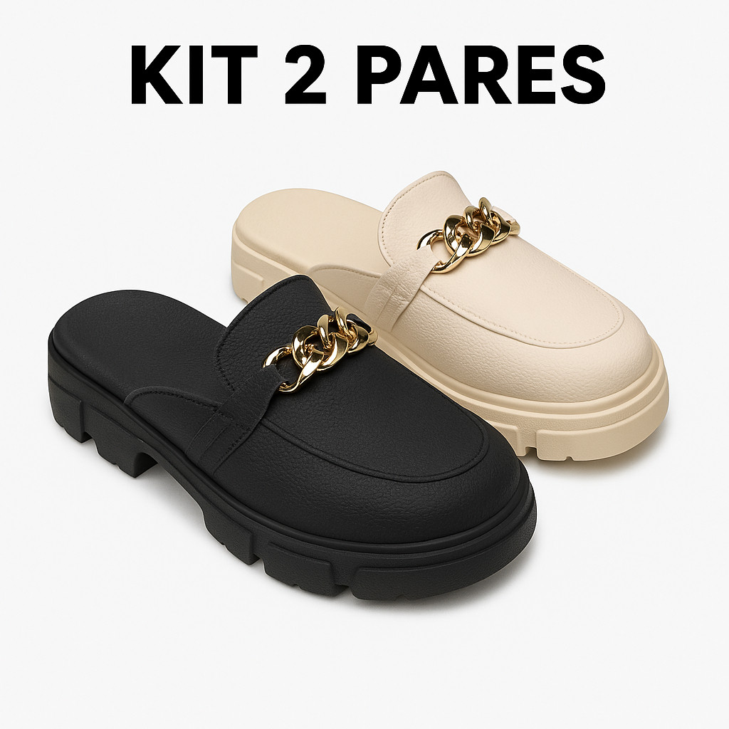 Kit Pares Mocassim Mule  Feminino Lançamento Casual Confortável