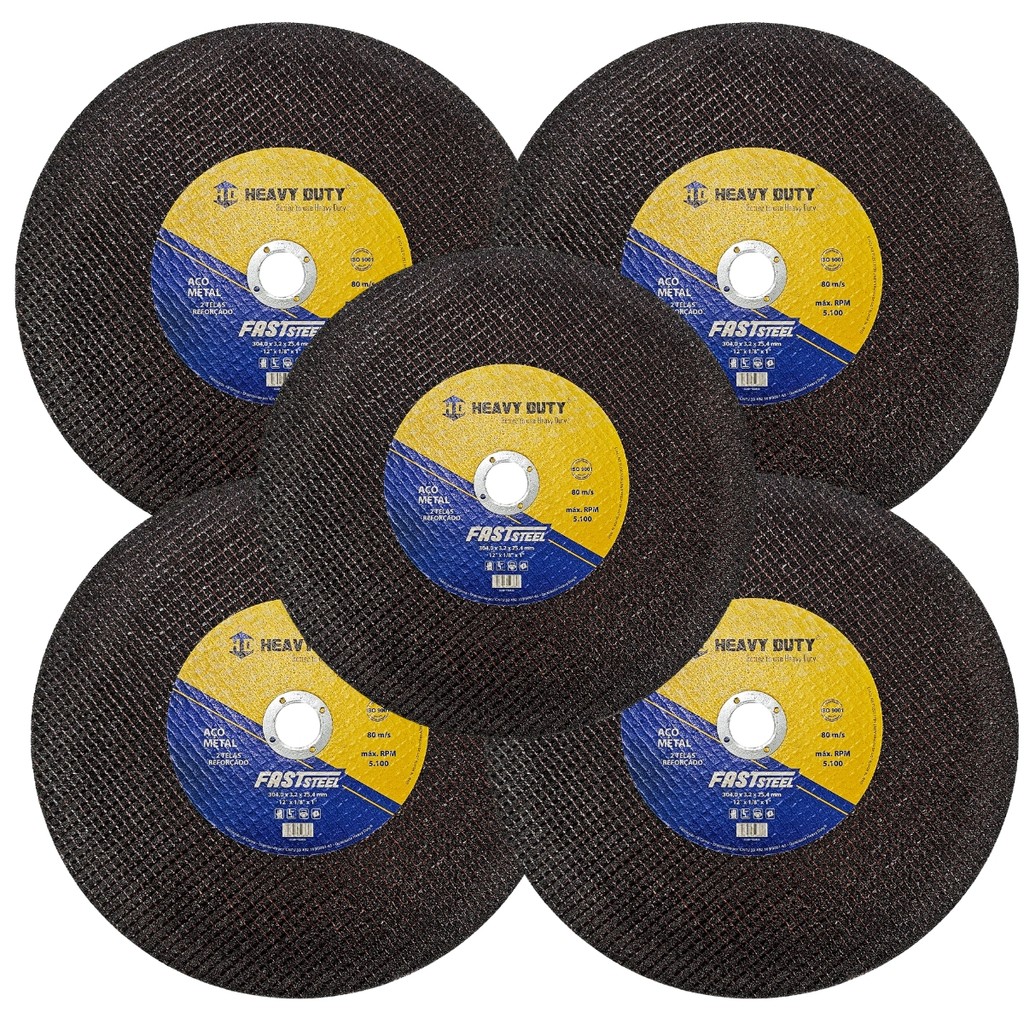 Kit 5 Discos De Corte Policorte 304mm x 25mm 12'' x 1'' - Heavy Duty
