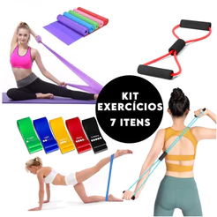 Kit 7 em 1 de Faixas Elásticas – Mini Band, Extensor e Resistência para Exercícios em Casa