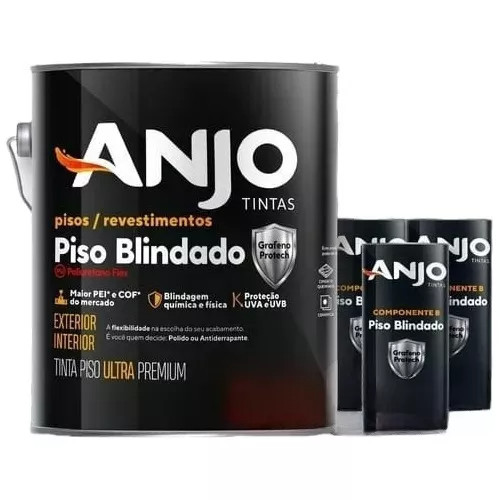 Kit Tinta Pu Piso Blindado Grafeno + Catalizador Polido 3,6L - Anjo