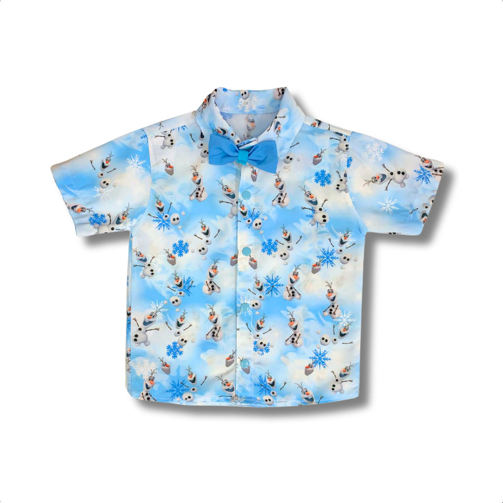 Camisa Infantil Olaf Boneco De Gelo Filme Frozen + Gravata