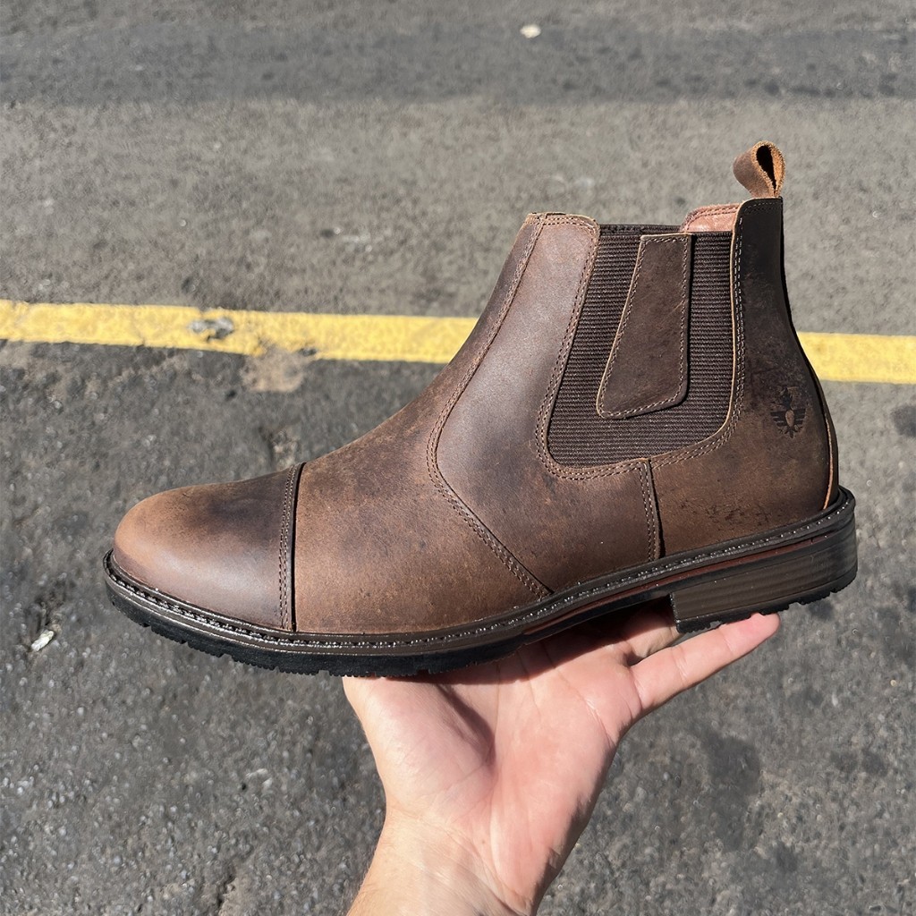 Botina Chelsea Masculina de Couro Legítimo Rústica Bota Macia Cowboy Sertanejo em Oferta na Shopee