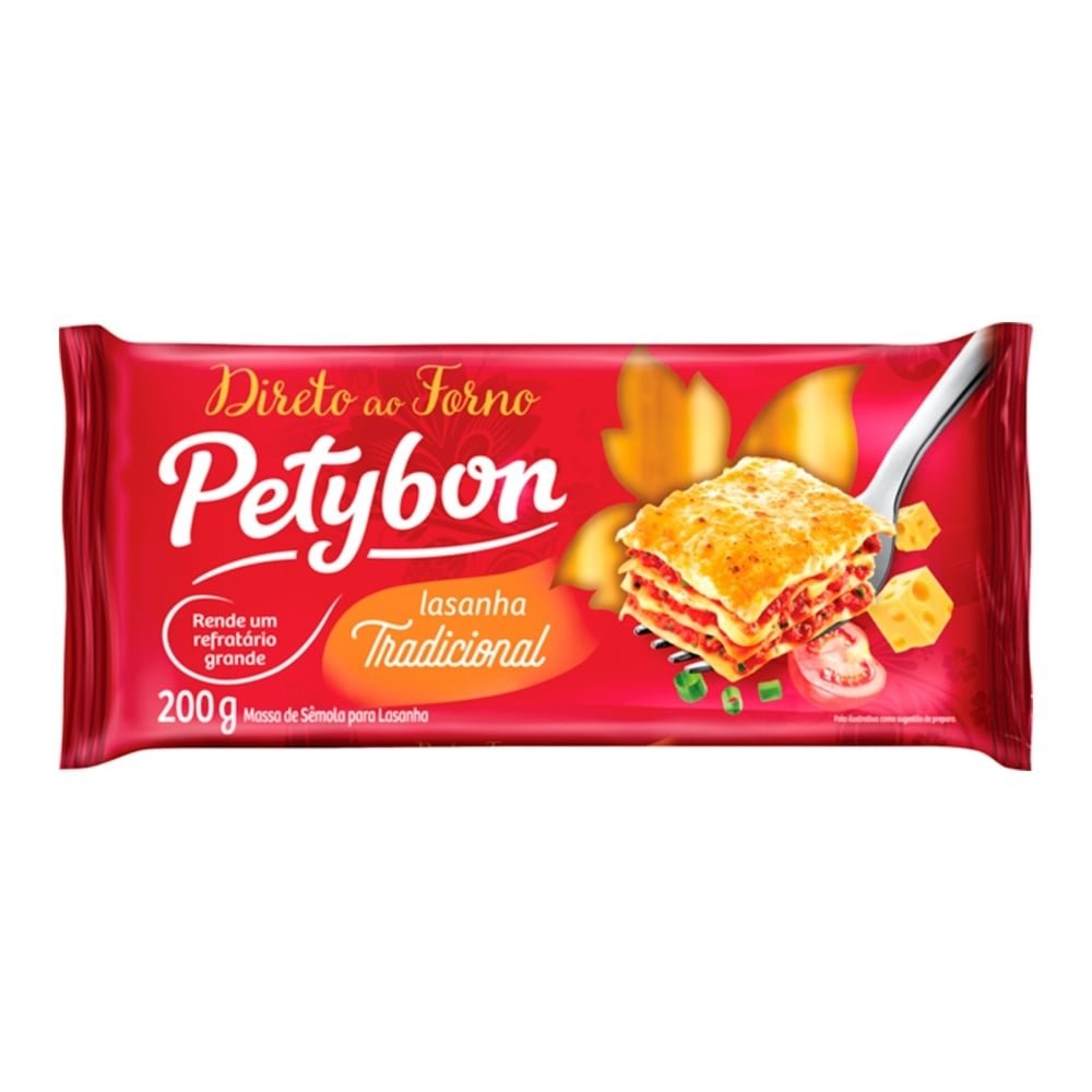 Macarrão Petybon para Lasanha Direto ao Forno 200g Embalagem com 12 Unidades
