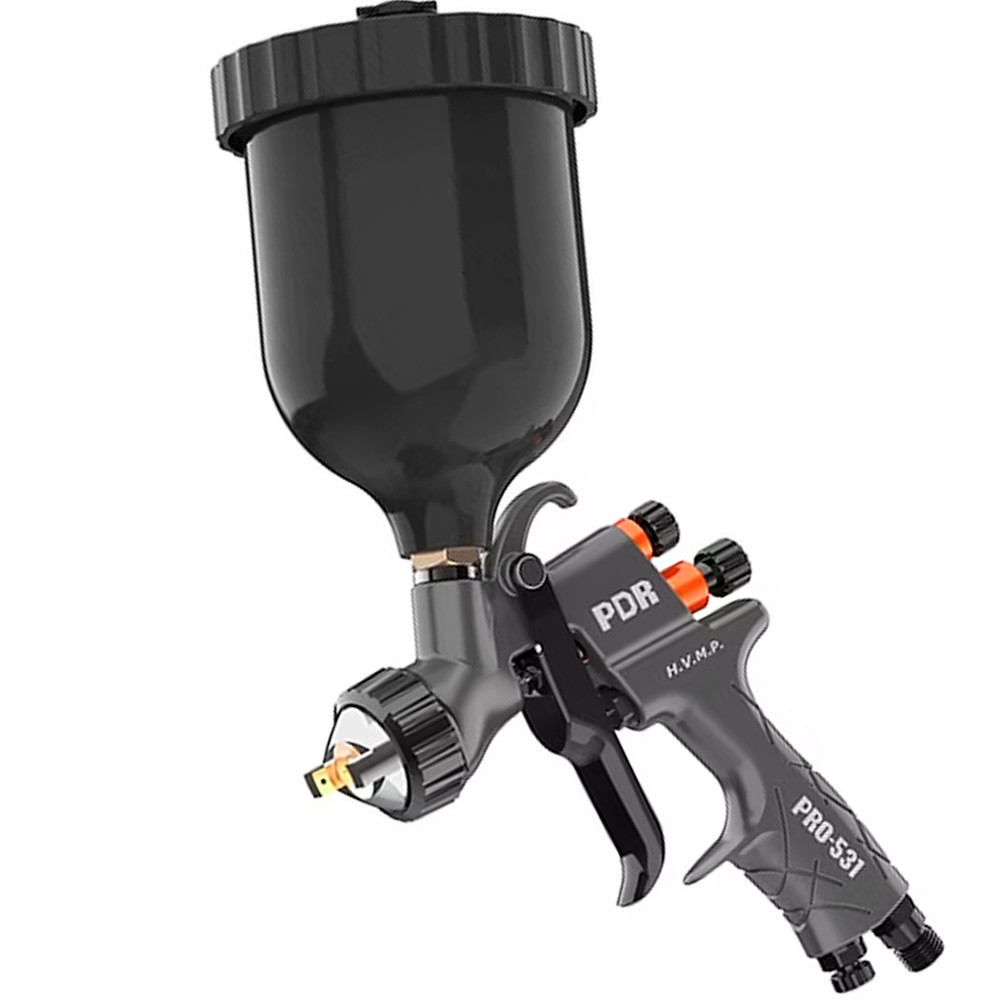 Pistola de Pintura Profissional PDR Sistema Gravidade HVMP 64psi bico de 1.2mm Copo Preto de 600ml