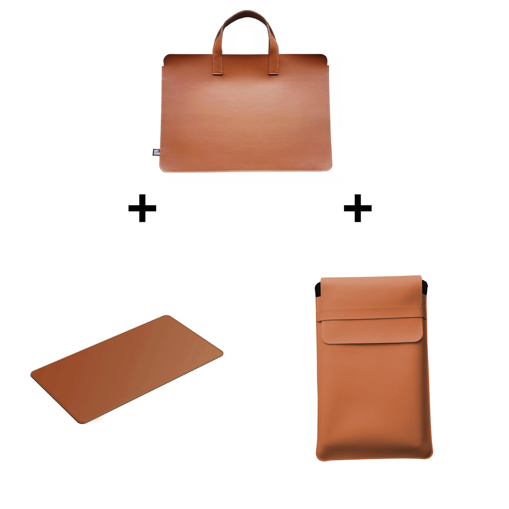 Kit de Sacola com Alça para Notebook + Pasta para Notebook + Desk Pad Grande Feltro