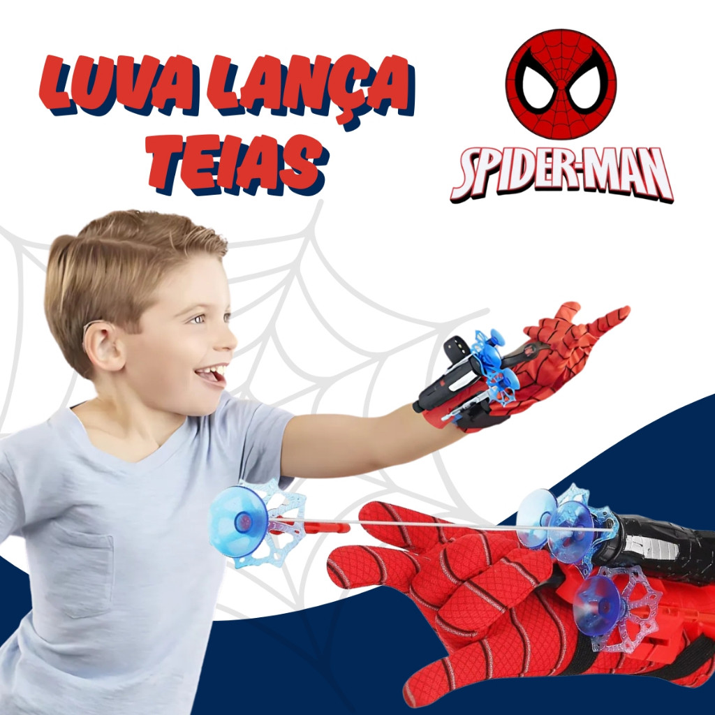 Luva Lançadora Homem Aranha Infantil Spider Man Disparo Dardo Atirador Vingadores